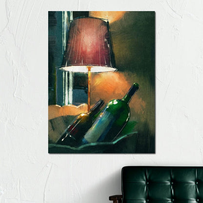 A Couple of Wine Bottles Canvas Wall Art