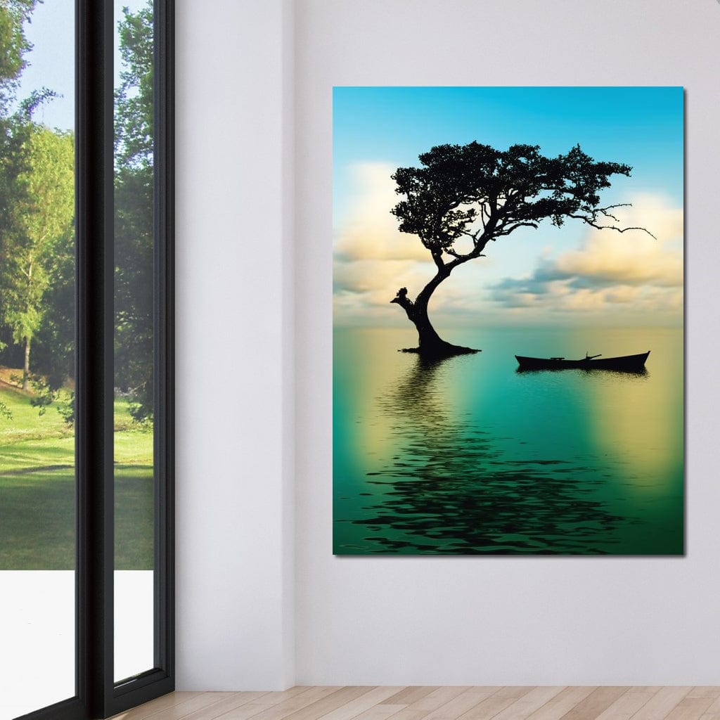 Cyan Tree Canvas Wall Art