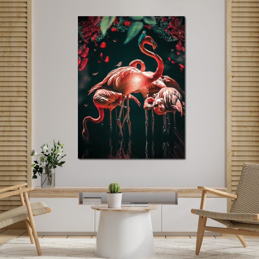 Glowing Flamingo Canvas Wall Art