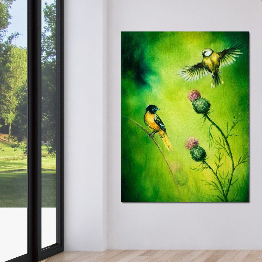 Emerald Songbirds Canvas Wall Art
