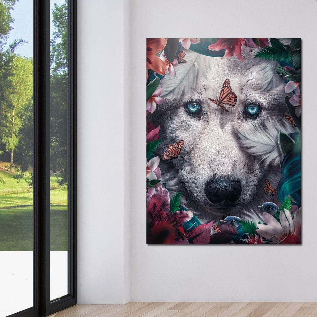 Floral Wolf Canvas Wall Art