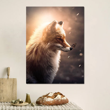 Fox Butterfly Glow Canvas Wall Art