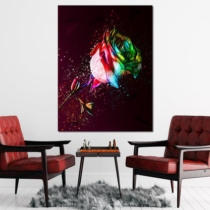 Colored Rose Canvas Wall Art