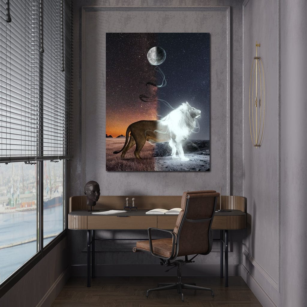 Lion Lune Canvas Wall Art