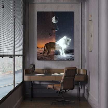 Lion Lune Canvas Wall Art