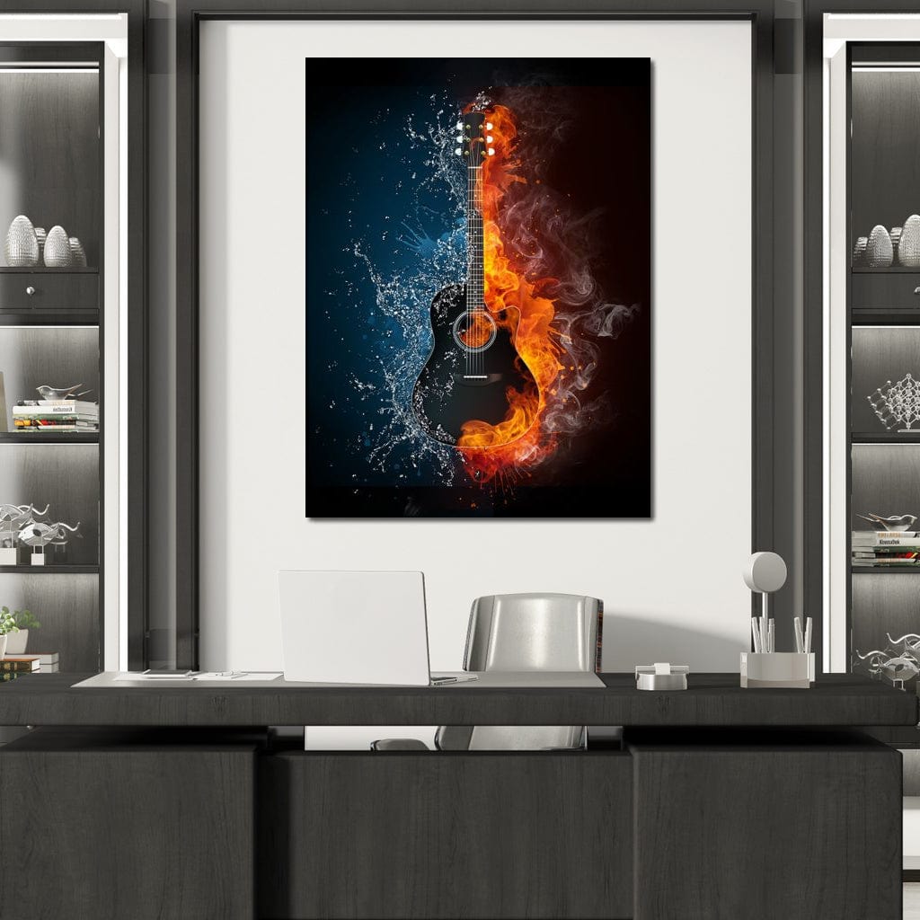 Fire & Water Guitar Canvas Wall Art