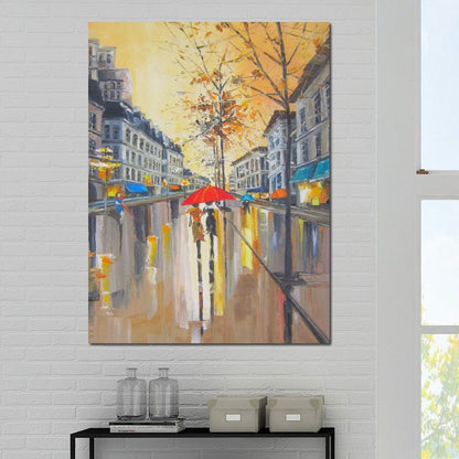 Rain in Boston Canvas Wall Art