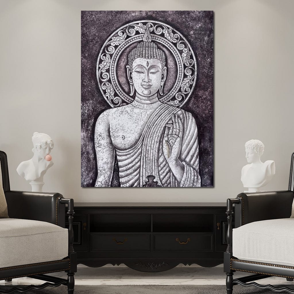 Grey Stone Buddha Canvas Wall Art