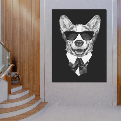 Dressed Up Corgi Canvas Wall Art