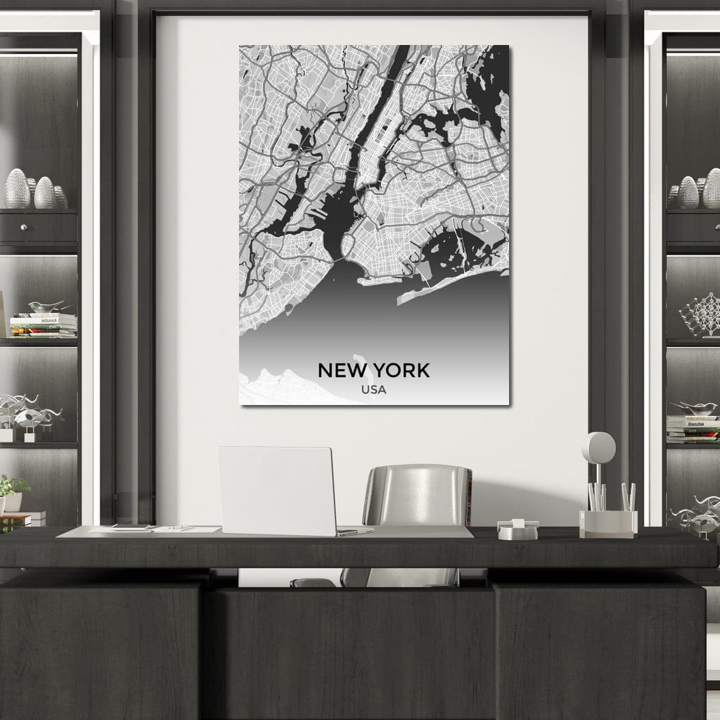 Map of New York City, USA Canvas Wall Art