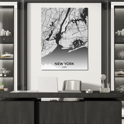 Map of New York City, USA Canvas Wall Art