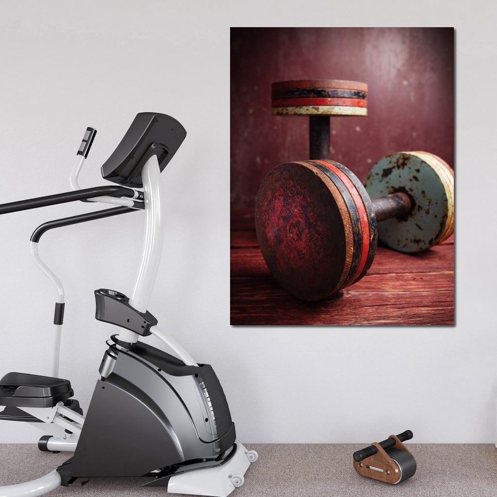 Rusty Dumbbells Canvas Wall Art