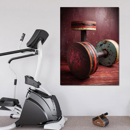 Rusty Dumbbells Canvas Wall Art