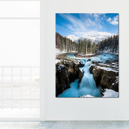 Snowy Sunwapta Falls Canvas Wall Art