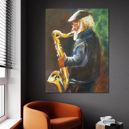 Saxophone Maestro Canvas Wall Art