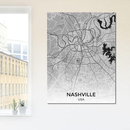 Map of Nashville, USA Canvas Wall Art