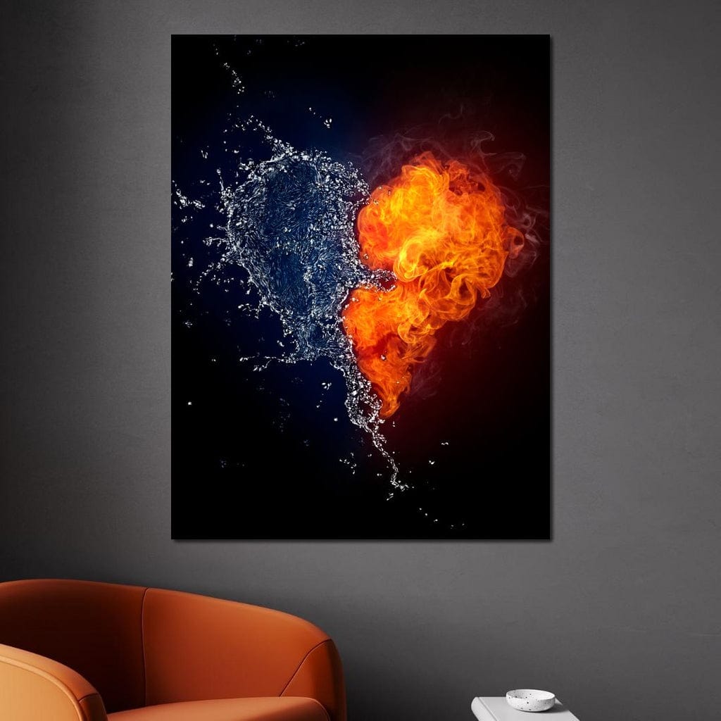 Fire and Water Love Canvas Wall Art