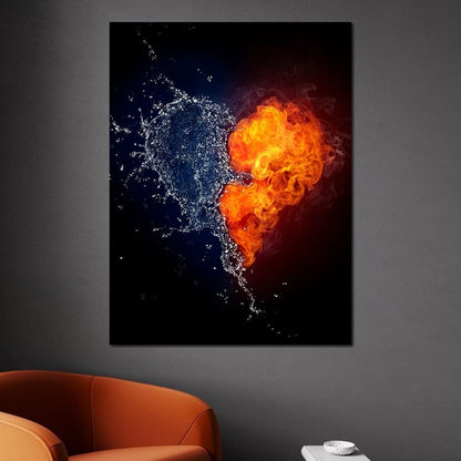 Fire and Water Love Canvas Wall Art