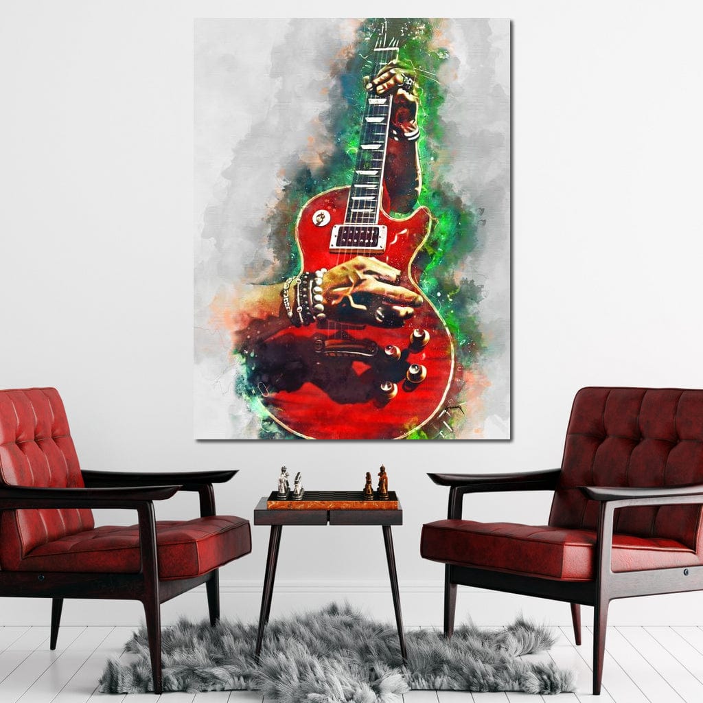 Slash Blood Red Guitar Canvas Wall Art