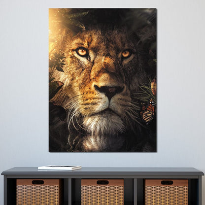 Lion Hiding Canvas Wall Art
