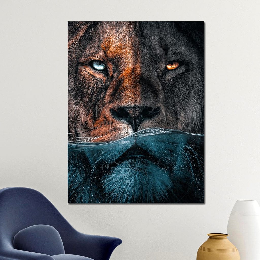 Diving Lion Canvas Wall Art