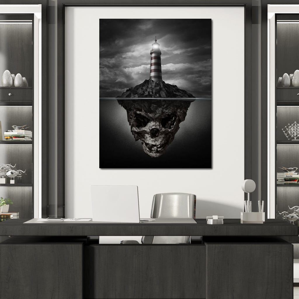 Skull Lighthouse Canvas Wall Art