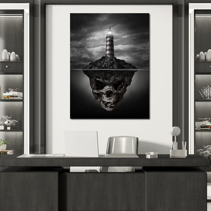 Skull Lighthouse Canvas Wall Art