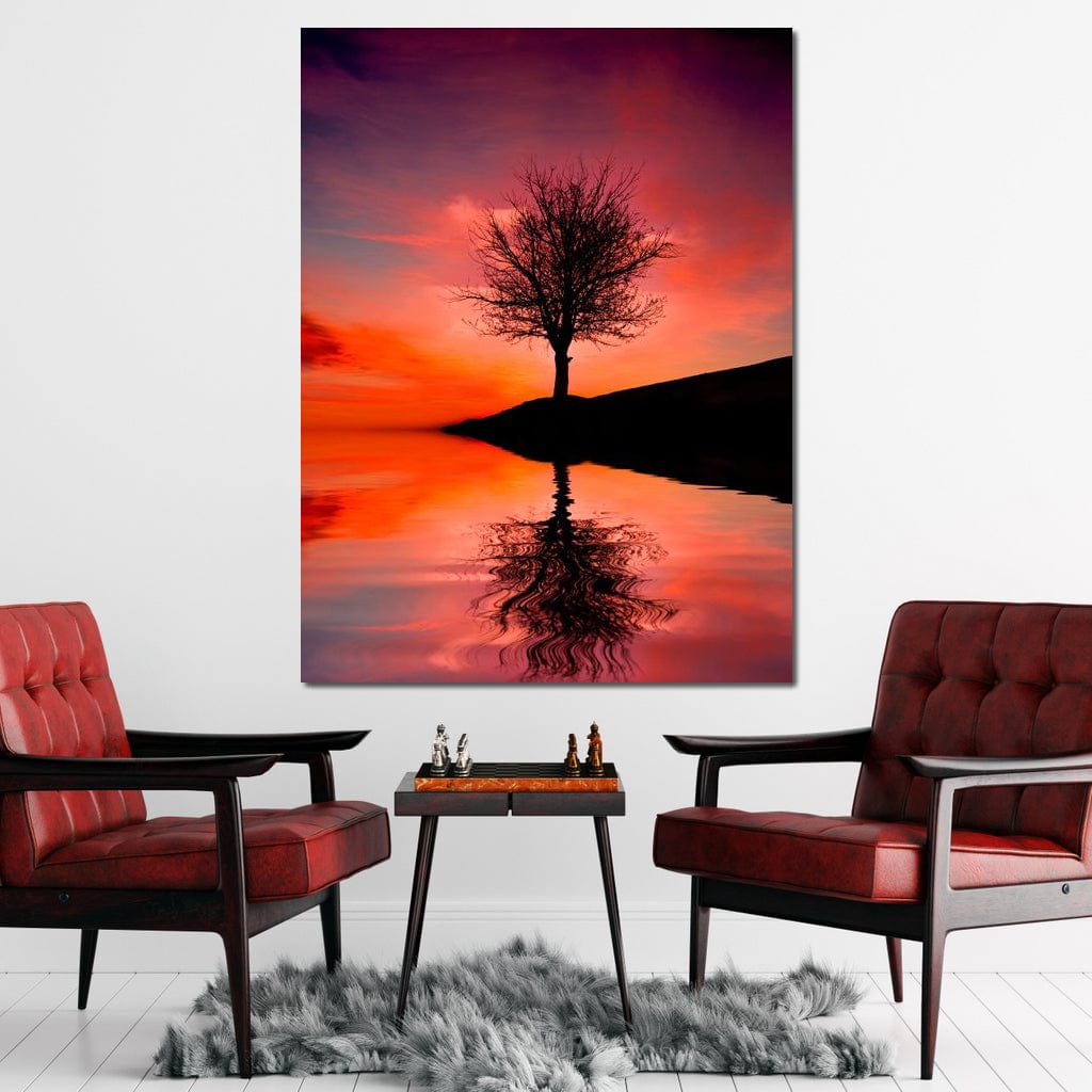 Red Sunset Canvas Wall Art