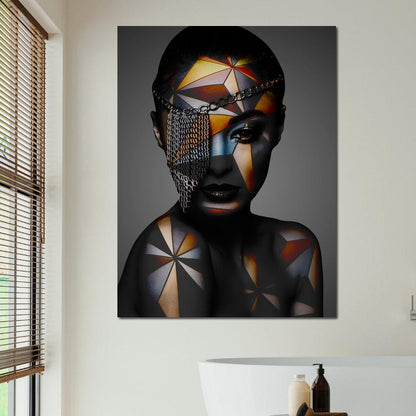 Geometric Face Paint Canvas Wall Art