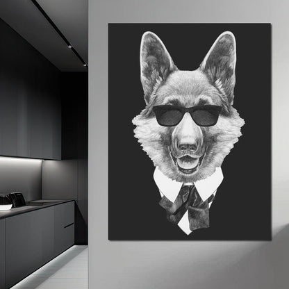 Dressed Up German Shepherd Canvas Wall Art
