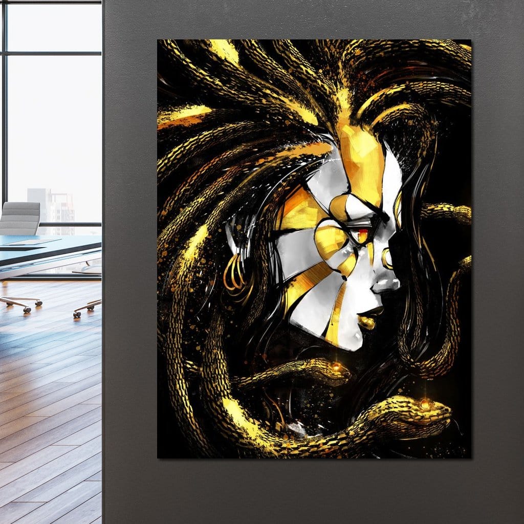 Golden Medusa Canvas Wall Art