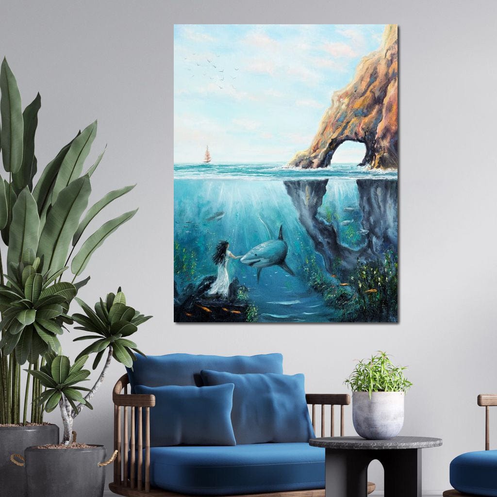 Swimming with the Shark Canvas Wall Art