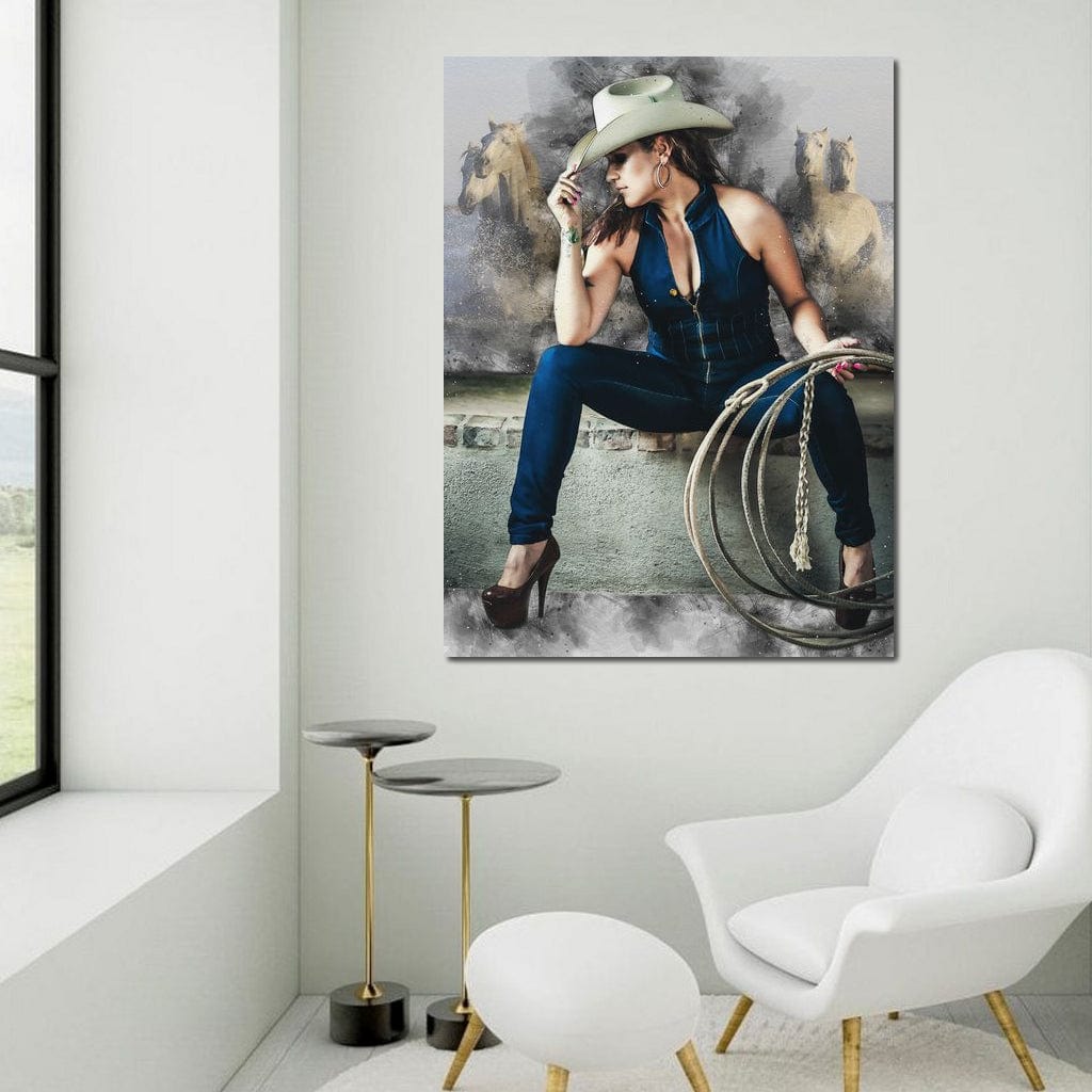 Sexy CowGirl Canvas Wall Art