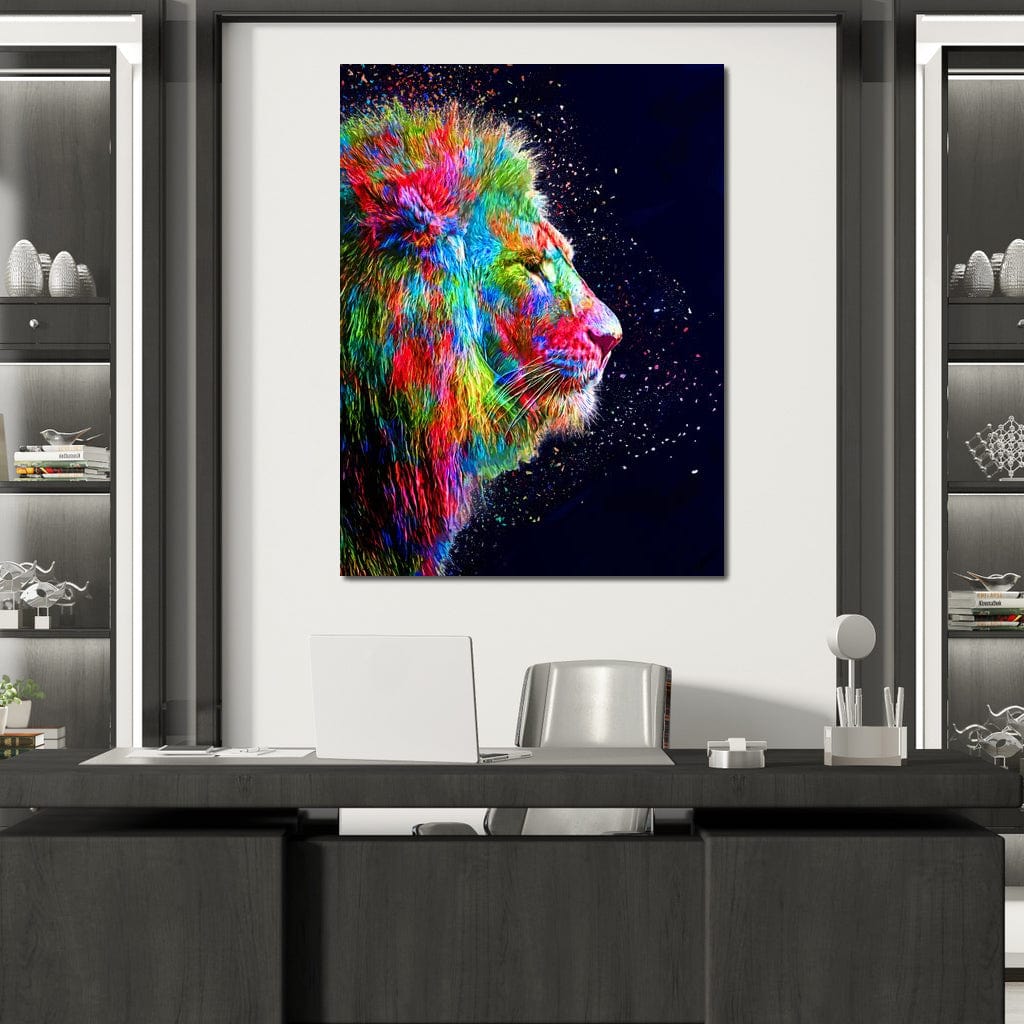 Colored Lion Canvas Wall Art