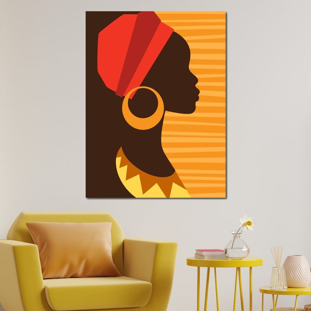 African Woman Profile Canvas Wall Art
