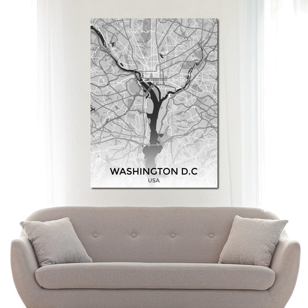 Map of Washington, USA Canvas Wall Art