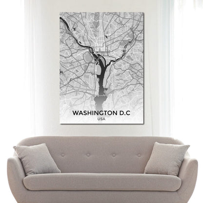 Map of Washington, USA Canvas Wall Art