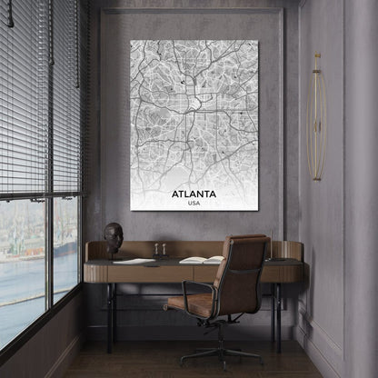 Map of Atlanta, USA Canvas Wall Art
