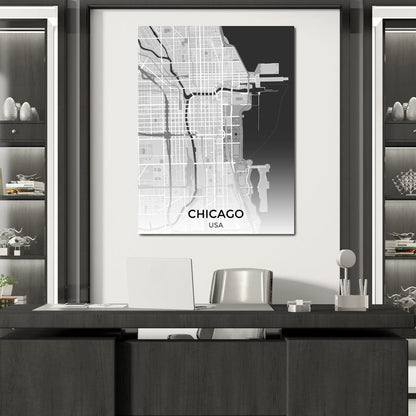 Map of Chicago, USA Canvas Wall Art