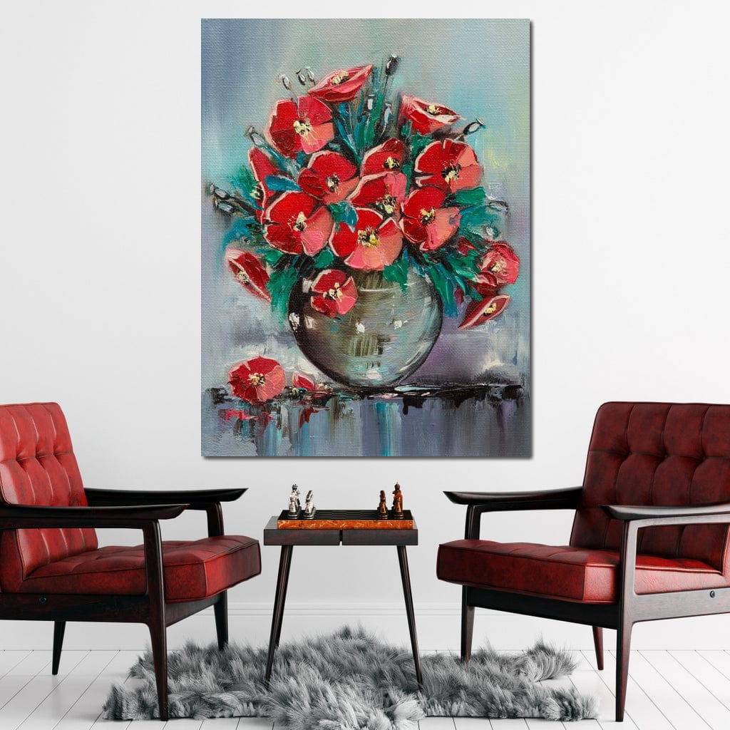 Vase with Poppies Canvas Wall Art