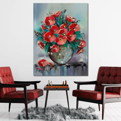 Vase with Poppies Canvas Wall Art