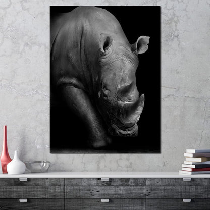 Black and White Rhino Canvas Wall Art