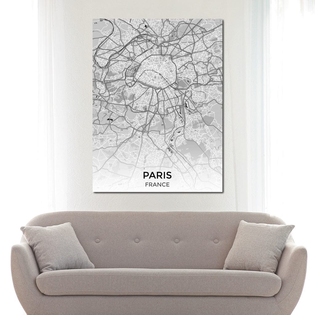 Map of Paris, France Canvas Wall Art