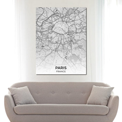 Map of Paris, France Canvas Wall Art
