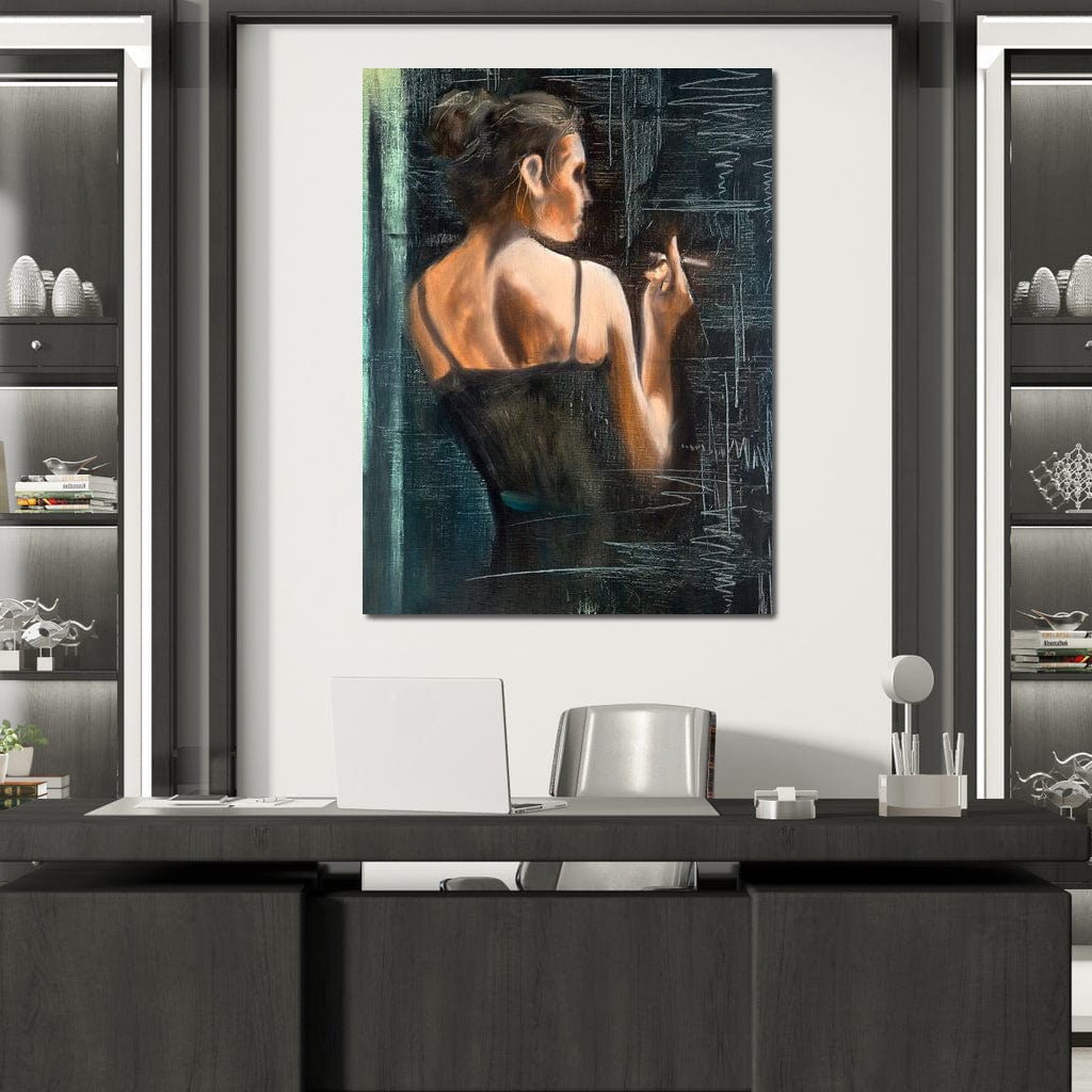 Smoking Woman Canvas Wall Art