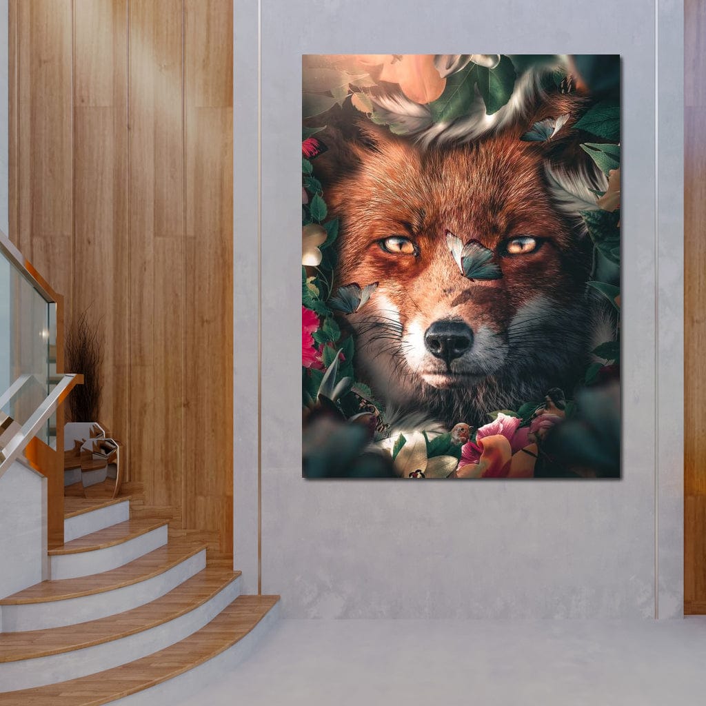 Floral Fox Canvas Wall Art