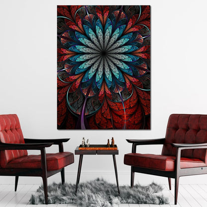 Red Shade Fractal Flower Canvas Wall Art