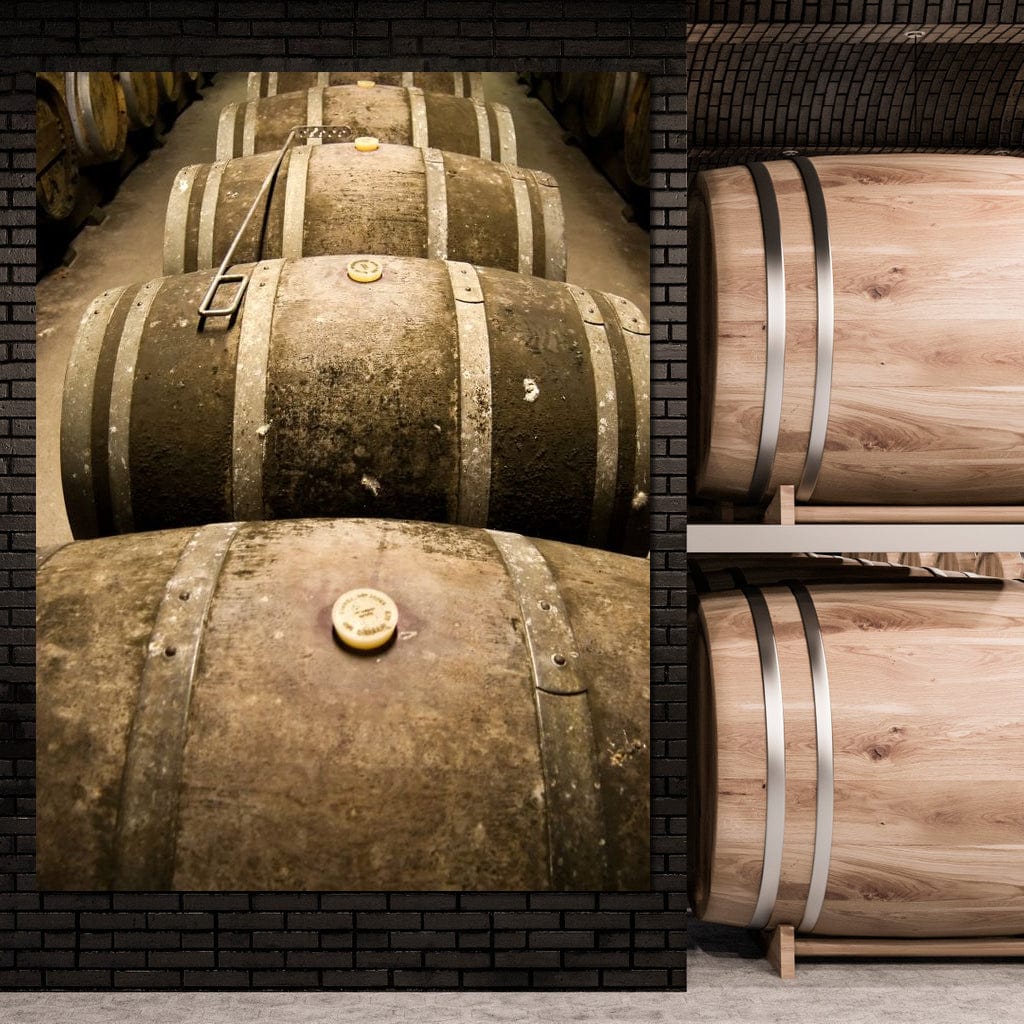 Rusted Wine Barrels Canvas Wall Art