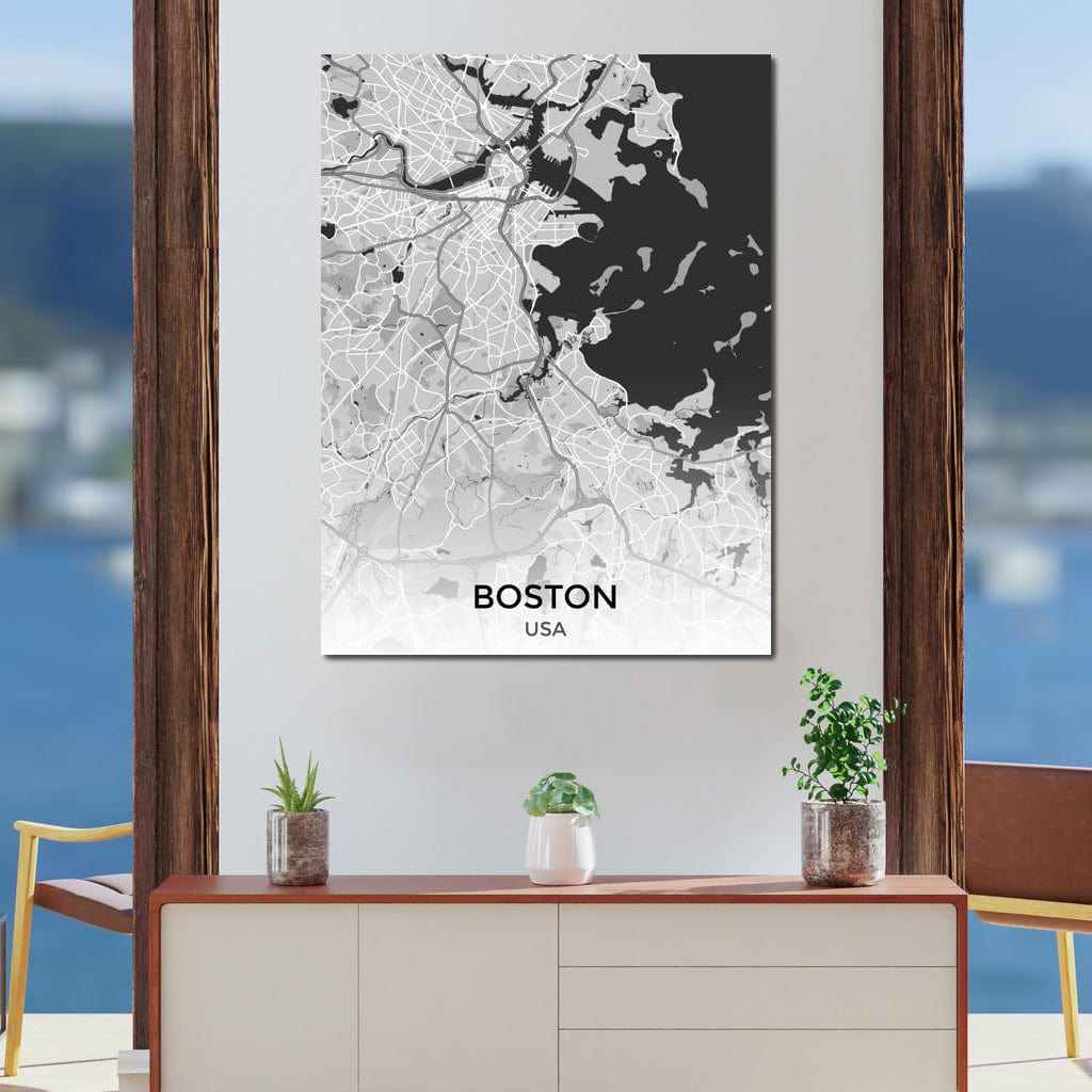 Map of Boston, USA Canvas Wall Art