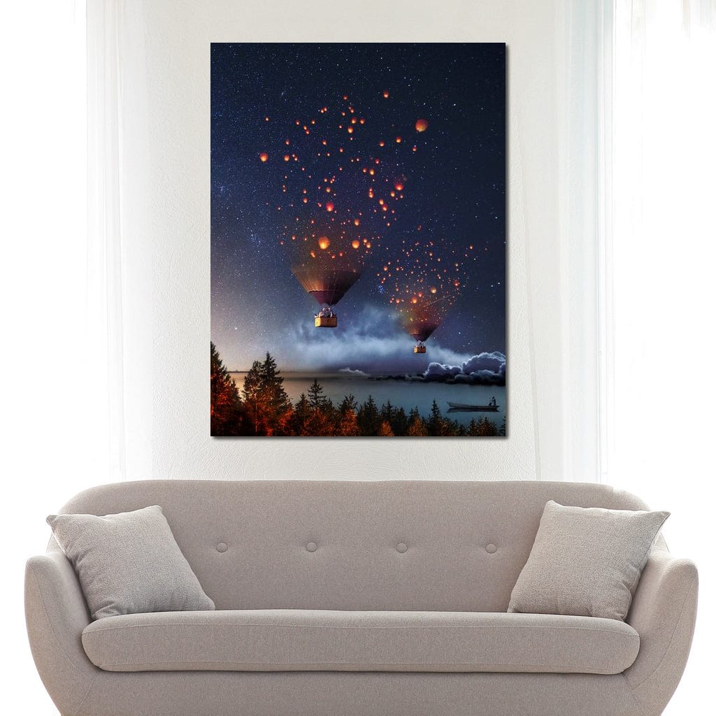 Hot Air Balloon Light Canvas Wall Art